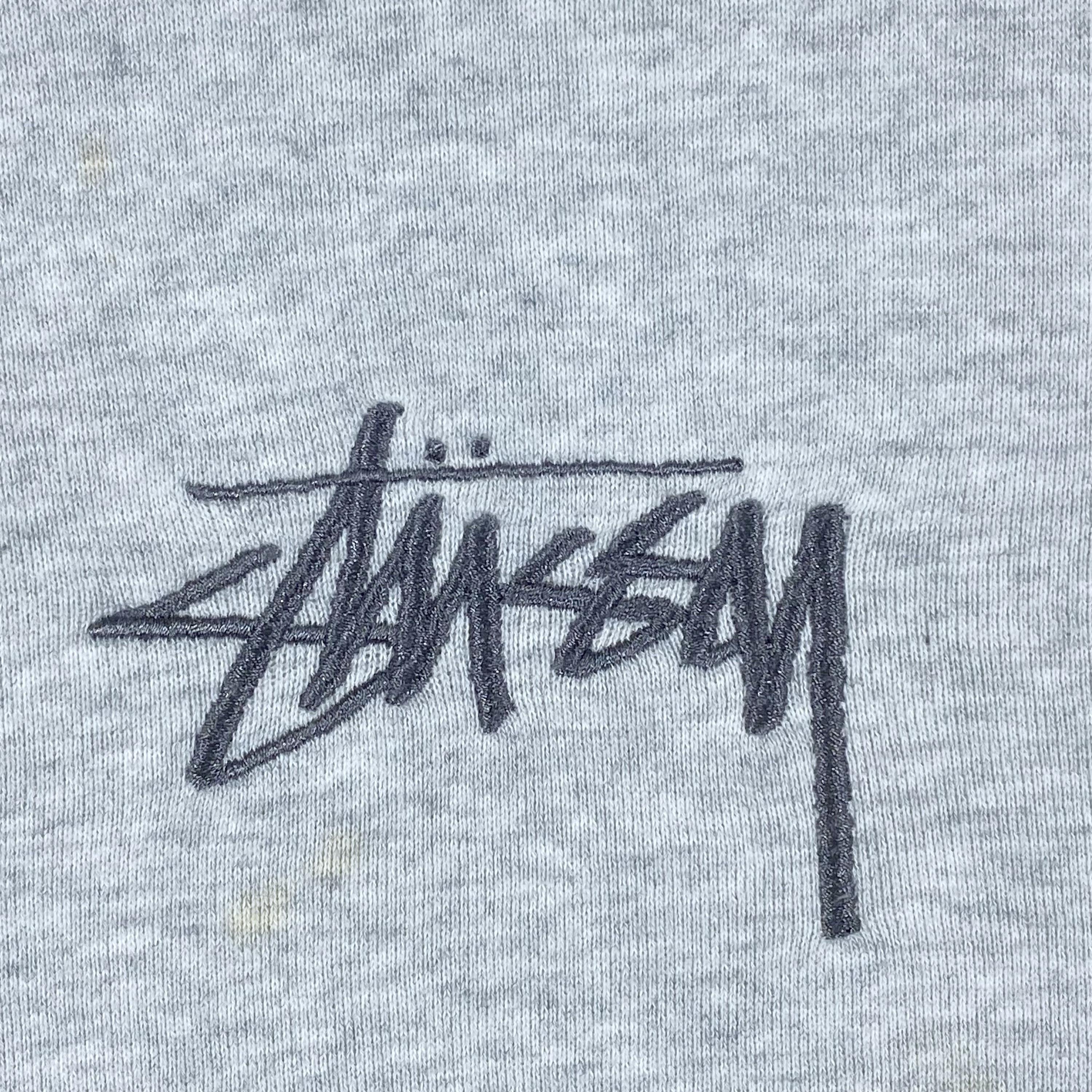 Vintage Stussy Sweatshirt Crewneck Big Logo Embroidery Grey