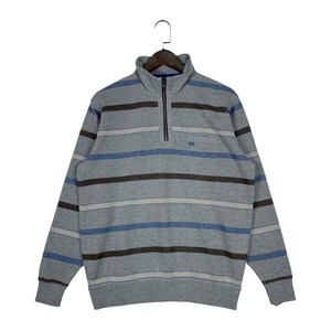 Vintage 90s Kansai Yamamoto Homme Sweatshirt Quater Zip Stripes Pullover Jumper Size L
