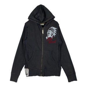 Vintage Pad Rock Lagend Of Navajo Hoodie Full Zip Sweater Spirit Of Native Pullover Jumper Size L