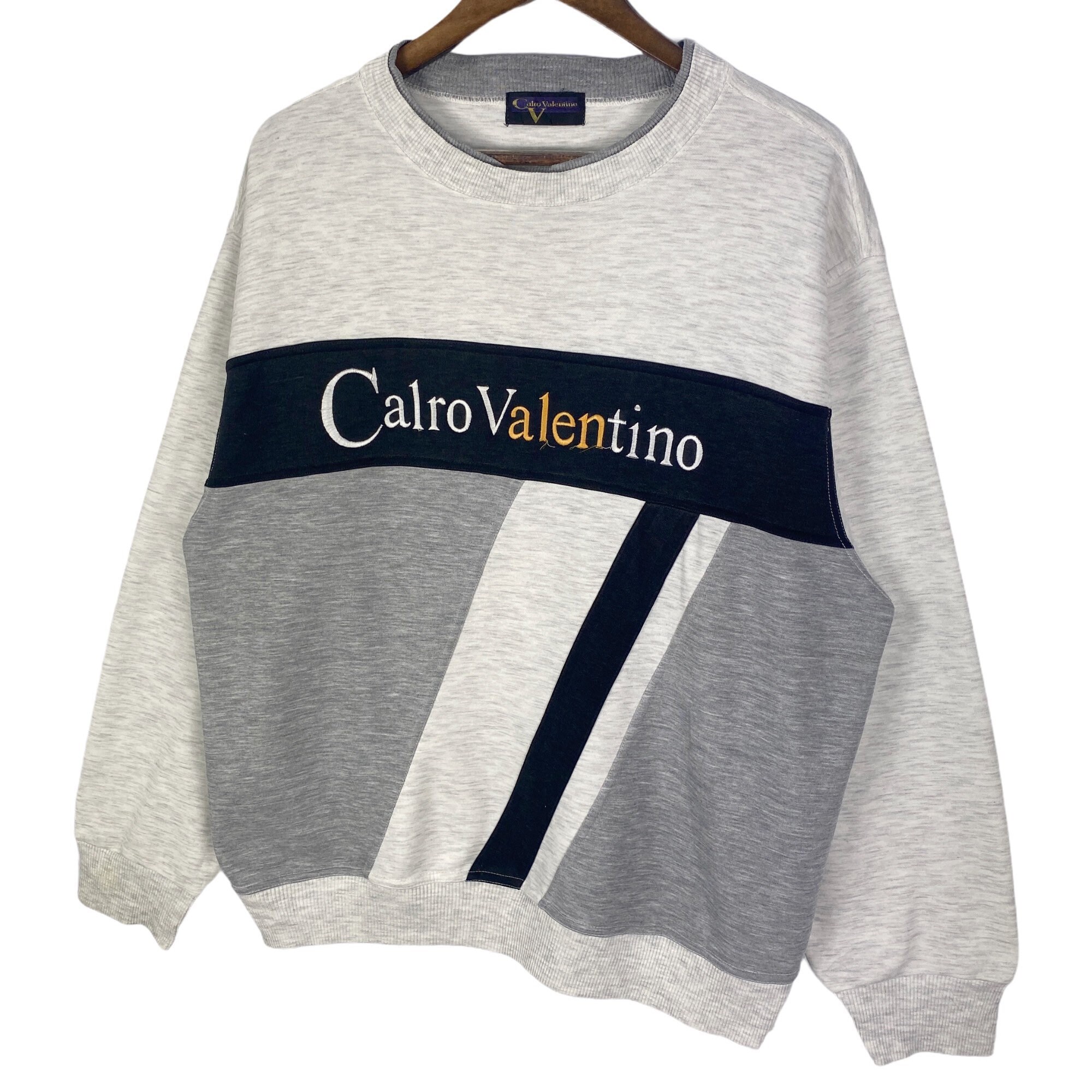 Vintage Carlo Valentino Sweatshirt Crewneck Embroidery Big