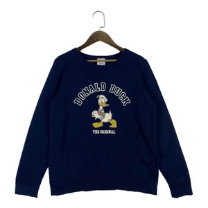 Vintage Donald Duck Crewneck Sweatshirt Navy Blue Pullover Jumper Size M