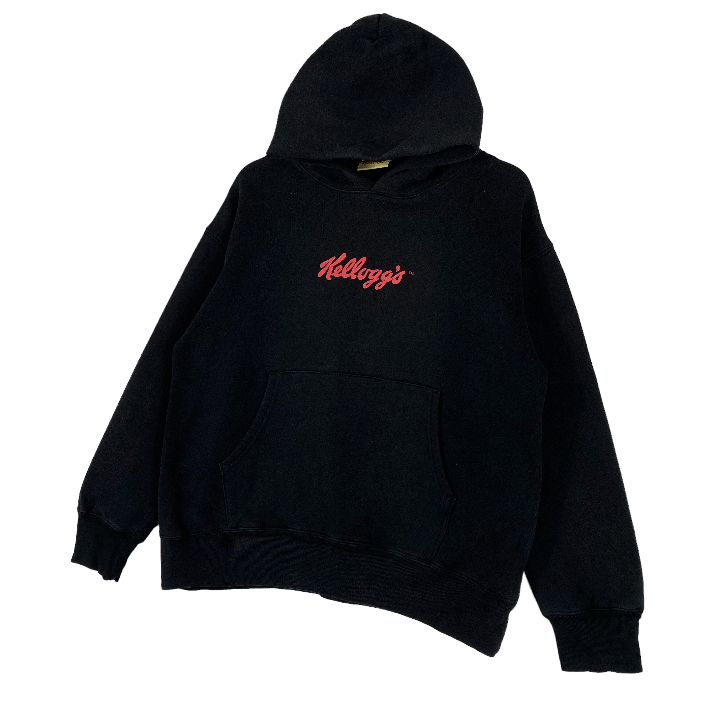 Vintage Kelloggs Hoodie Sweater Back Hit Big Logo Black Pullover Jumper Size L Etsy