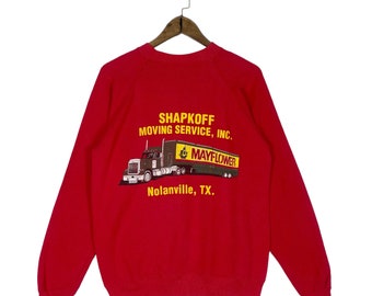 Vintage 90s Mayflower Transit Sweatshirt Crewneck Red Made In USA Pullover Jumper Size M