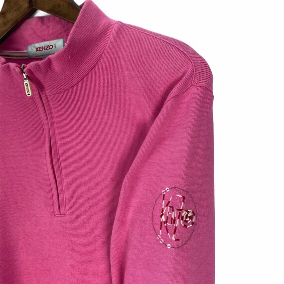 Vintage Kenzo Golf Half Zip Sweater Women Pink Sm… - image 5