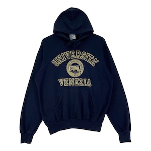 Vintage 90s Universita Venezia Italy Sweatshirt Crewneck Navy Blue Big Logo Made In Italy Pullover Jumper Size M