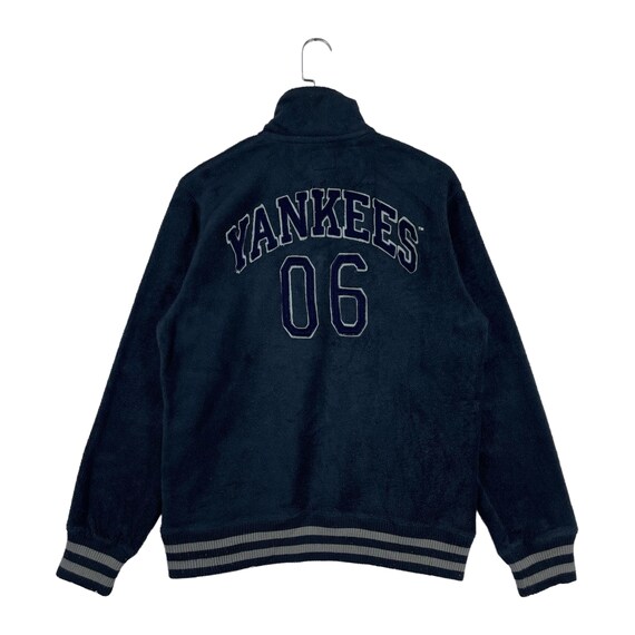 Sueter polar vintage de los New York Yankees con media cremallera y logo grande con texto en azul marino talla L Etsy Espana