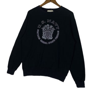 Vintage 90-tals Avirex USN Stonewashed Sweatshirt Rund hals Röd Stor Logotyp Pullover Tröja Storlek XL bild 4