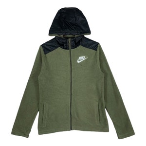 Nike Full Zip Fleece Hoodie Sweater Green Pullover Jumper Size L