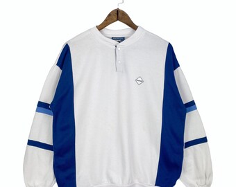 Vintage 90s Slazenger Half Button Sweatshirt Made In Taiwan Pullover Jumper Size XL