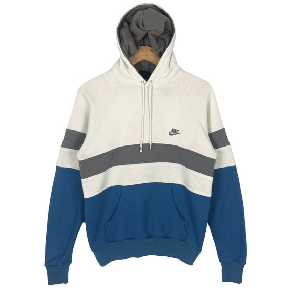 Vintage 80s Nike Blue Tag Hoodie Sweatshirt Embroidery Small Logo