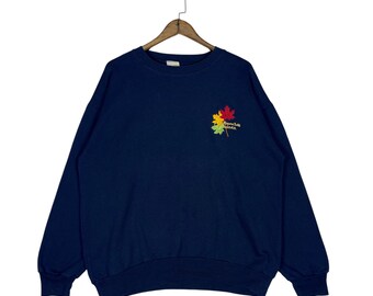 Vintage 90s Niagara Falls Canada Sweatshirt Crewneck Small Logo Embroidery Blue Pullover Jumper Size M