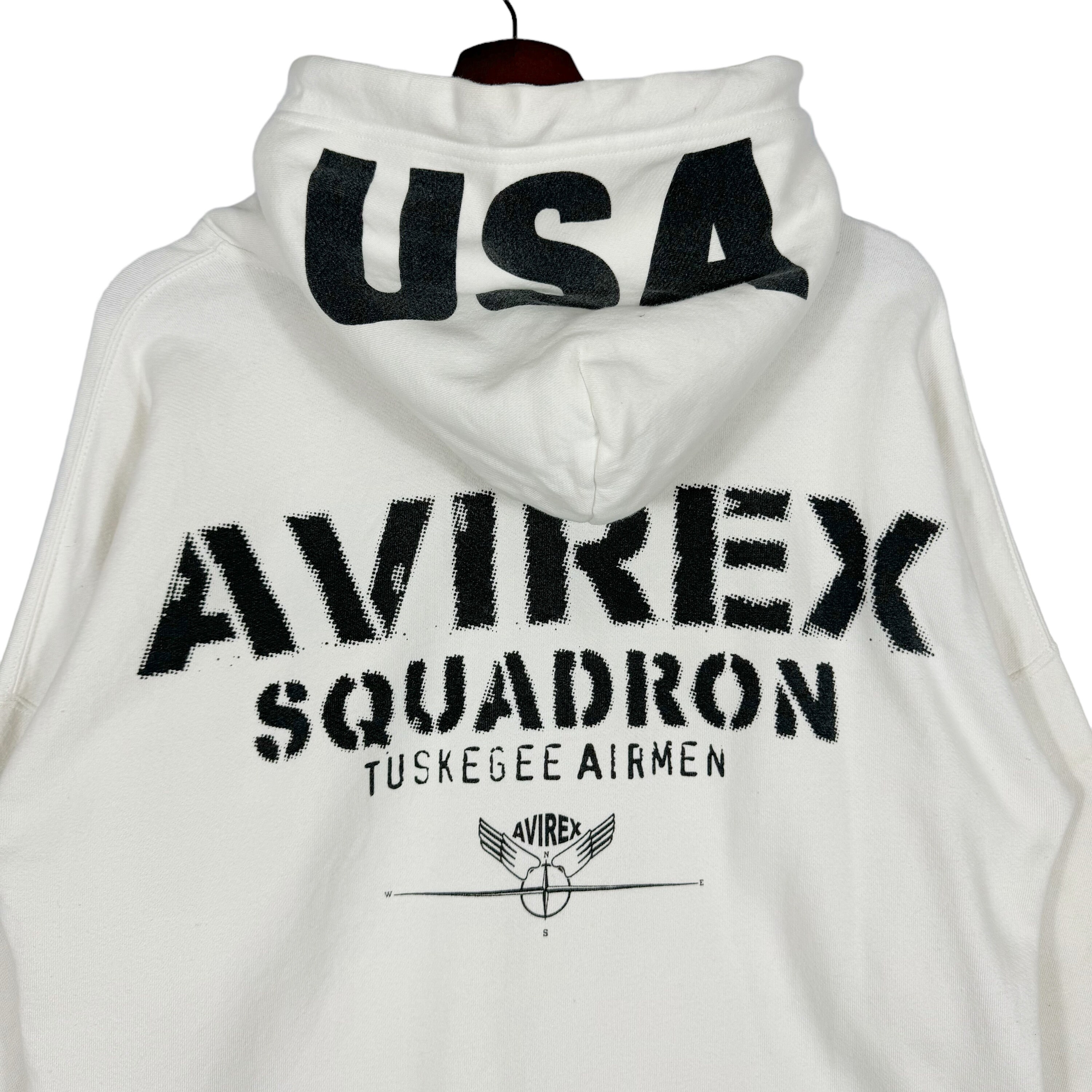 Vintage Avirex USA Squadron Full Zipper Hoodie White Made in China