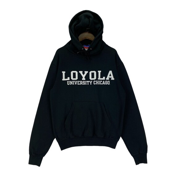 Vintage Champion Loyola University Hoodie Sweater Black Big Logo Pullover Jumper Size S Etsy Canada