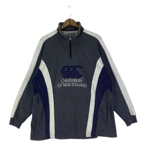 Vintage Canterburry Of New Zealand Halfzip Pullover Sweatshirt Big Logo Spellout Made In Japan Jumper Size S