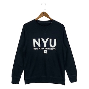 Felpa vintage con scollo a giro, logo grande nero della New York University, taglia M