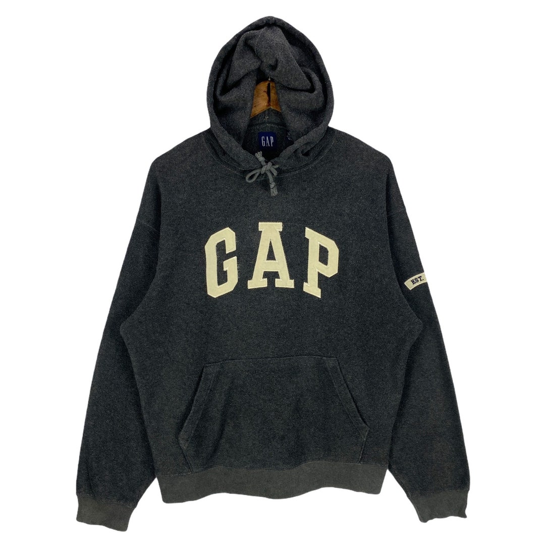 Vintage 90s Gap Rayon Fleece Hoodie Sweater Spellout Big