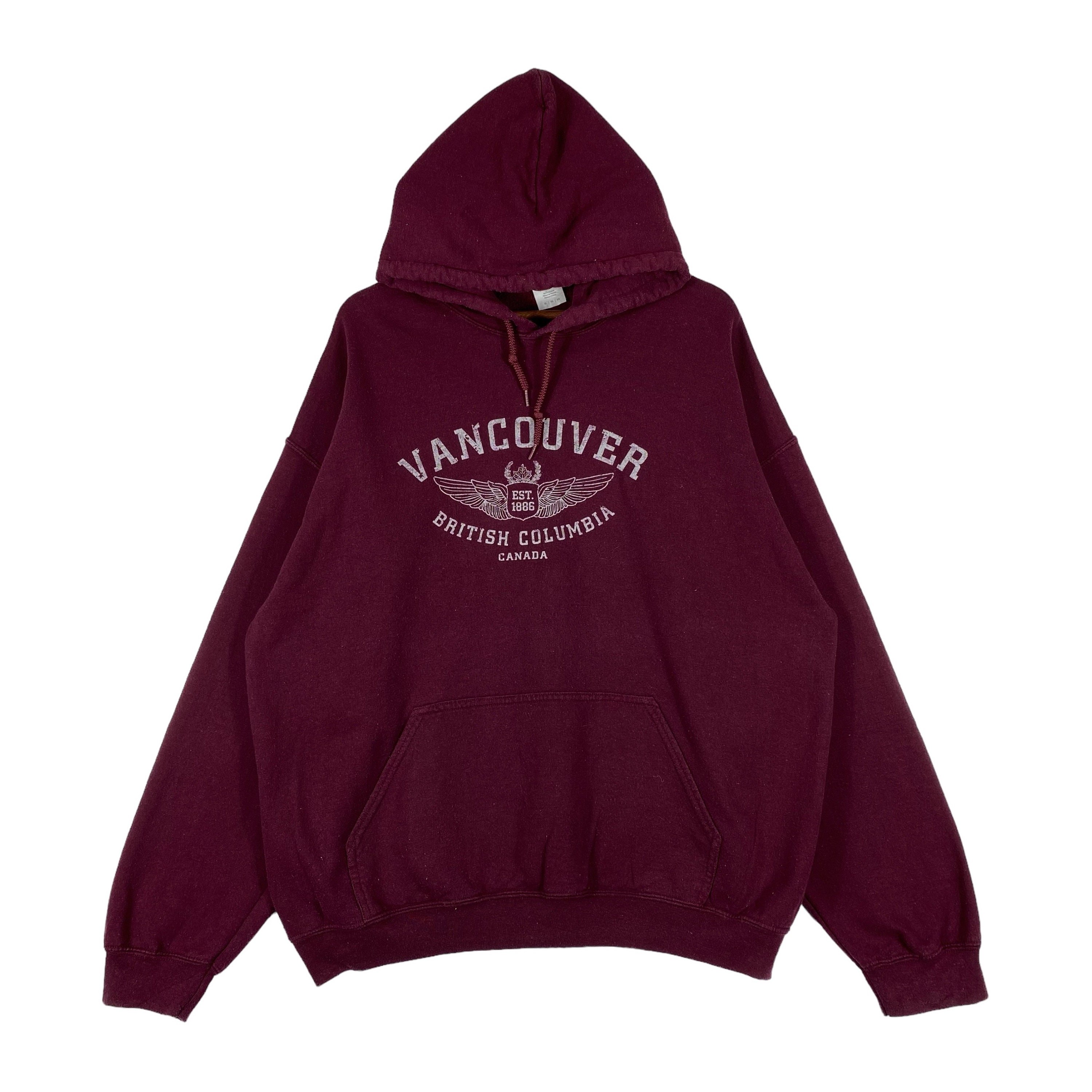 Vintage Vancouver Canada Hoodie Sweater Maroon Big Logo