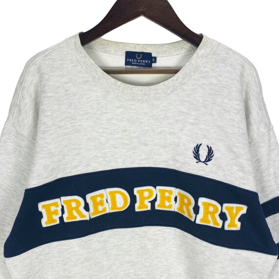 Vintage 90s Fred Perry Sweatshirt, Spellout Logo, Made in Japan