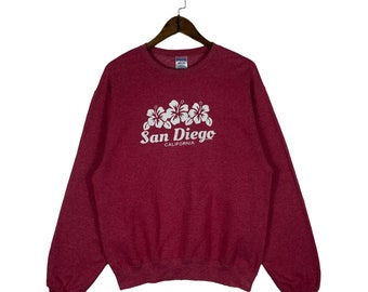 Vintage San Diego California Sweatshirt Crewneck Red Pullover Jumper Size M
