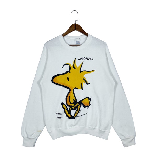 vintage des années 90 Snoopy Woodstock sweat ras du cou Made In USA pull blanc taille M