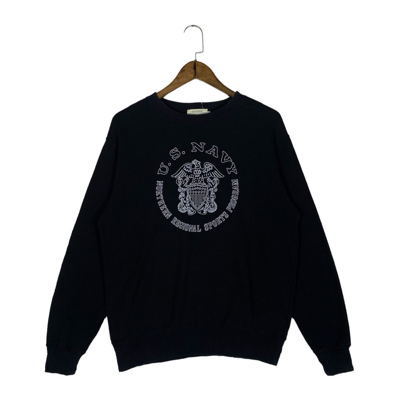 Vintage 90-tals Avirex USN Stonewashed Sweatshirt Rund hals Röd Stor Logotyp Pullover Tröja Storlek XL bild 1