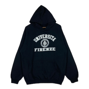 Vintage Universita Di Firenze Hoodie Sweater Big  Logo Black University Of Florence Italy Pullover Jumper Size XL