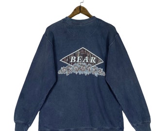 Vintage Surf Board Bear Grey Hoodie Size Medium Bear