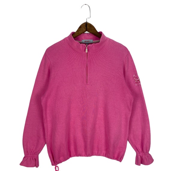 Vintage Kenzo Golf Half Zip Sweater Women Pink Sm… - image 1