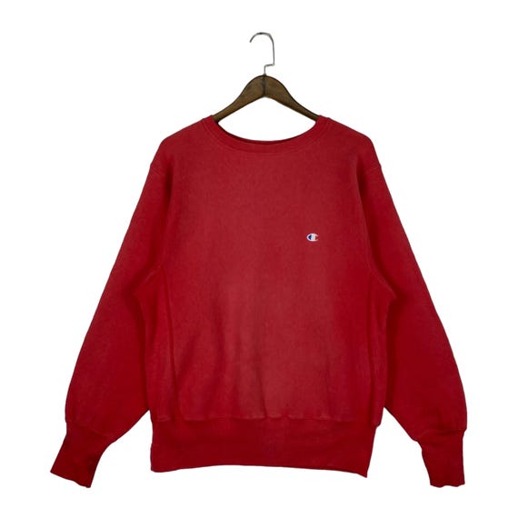 Vintage Champion Reverse Weave Sweatshirt Crewneck Red Made in USA Pullover Jumper Size M Etsy UK