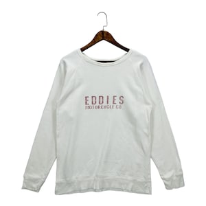 Vintage Barns Outfitters Eddie’s Motorcycle Sweatshirt Crewneck White Made In Japan Pullover Jumper Size M