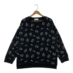 Vintage Miffy Full Print Sweatshirt Crewneck Black Pullover Jumper Size L