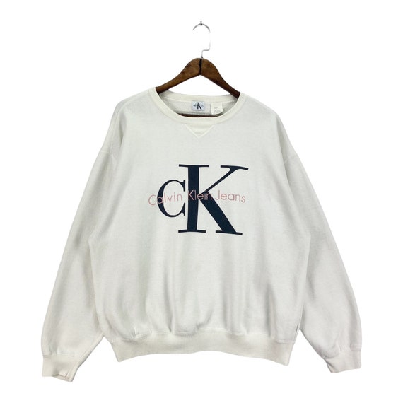 Slagschip het kan Van storm Vintage 90s Calvin Klein Crewneck Sweatshirt Made in USA White - Etsy