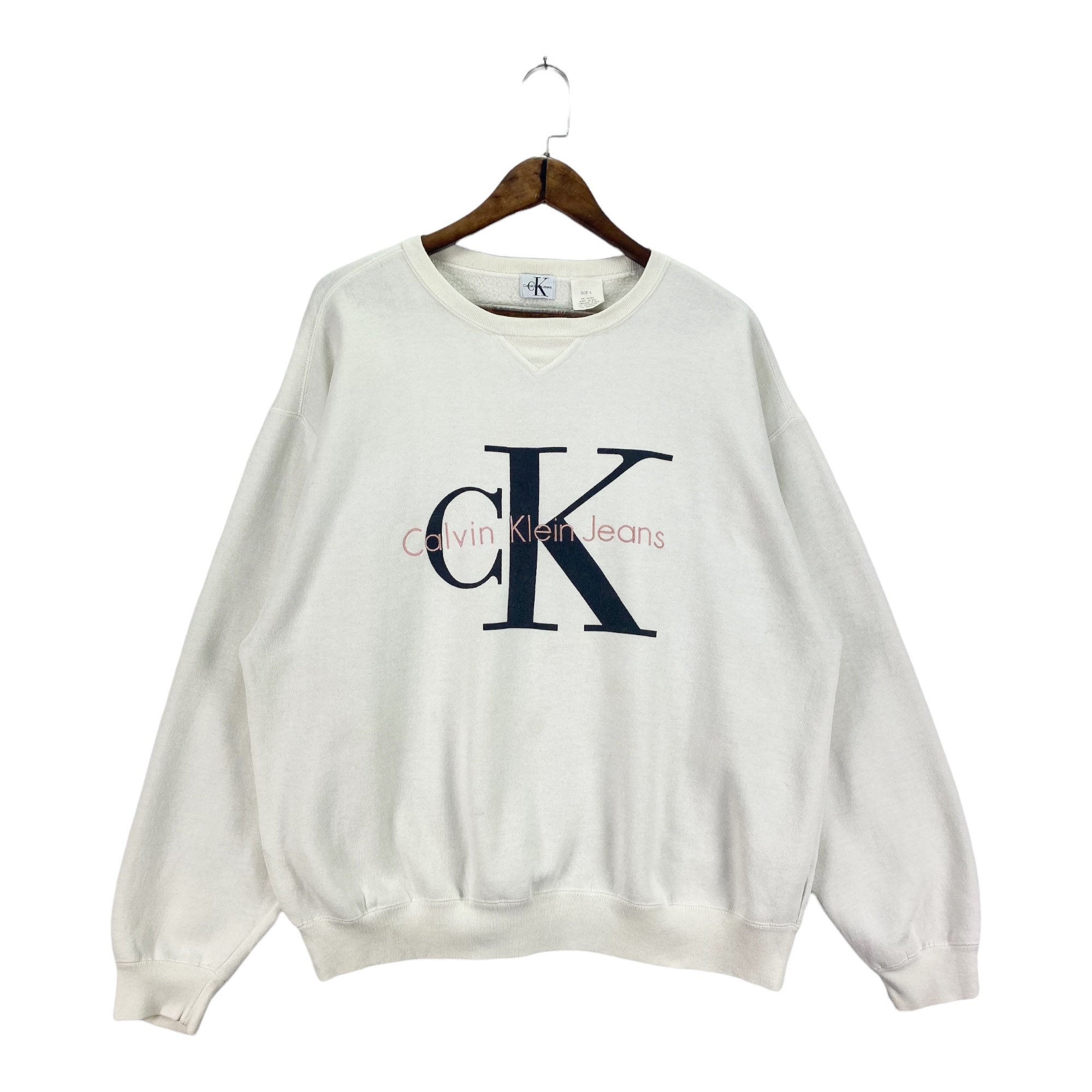 Vintage 90s Calvin Klein Crewneck Sweatshirt Made White -