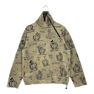 Vintage 90s The Disney Sports Characters Print All Over Fleece Half Zip Sweater Brown Pullover Jumper Size M