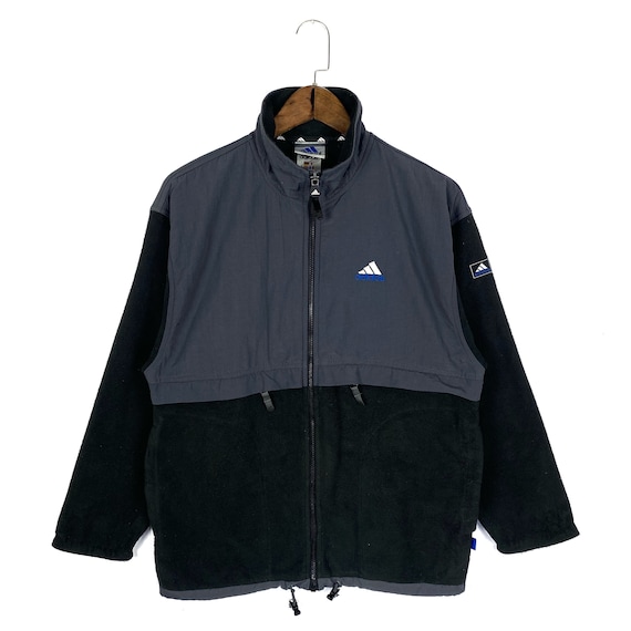Vintage 90s Adidas Fleece Zip-up Pullover Jacket, Embroidered Logo