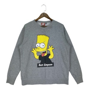 Vintage Bart Simpson Sweatshirt Crewneck Grey Big Logo Pullover Jumper Size L