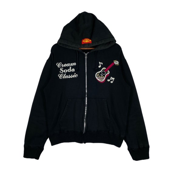 CREAM SODA ブラック ジップアップパーカー Vintage Cream Soda Hoodie Full Zip Sweater Black Japanese