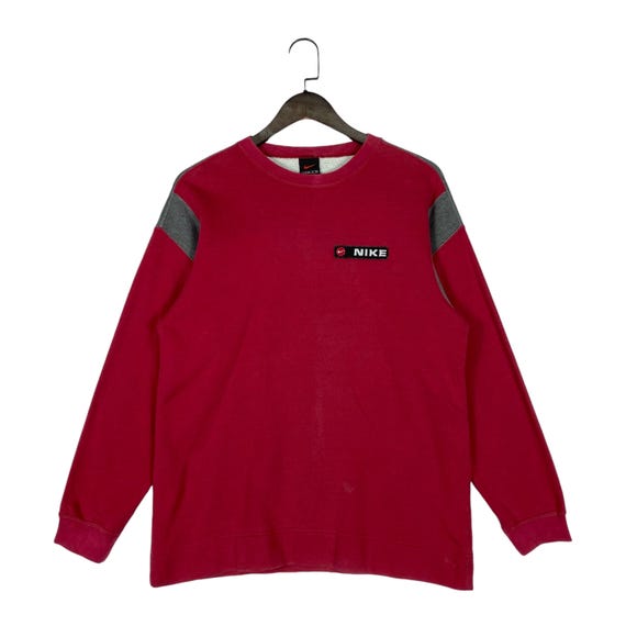 Felpa vintage Nike Swoosh per bambini, girocollo, rossa, prodotta