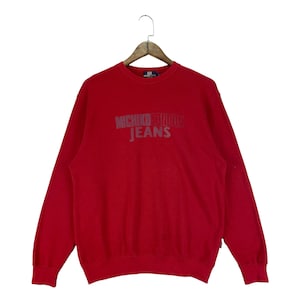 Vintage Michiko London Jeans Sweatshirt Crewneck Red Big Logo Pullover Jumper Size L