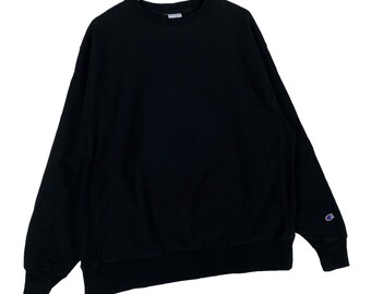 Champion Reverse Weave Plains Black Sweatshirt Made in