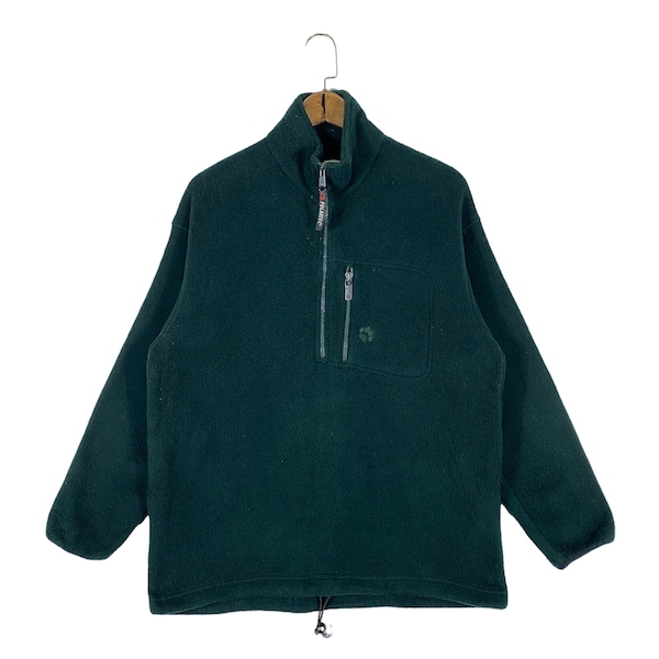 Vintage Jack Wolfskin Polartec Half Zip Sweater Embroidery Small Logo Green Pullover Jumper Size M