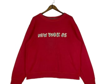Sudadera vintage Y2K de Keith Haring, colaboración temprana con Uniqlo, cuello redondo, hecha en Japón, jersey rojo, talla L