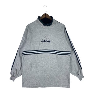 Vintage Adidas Equipment Sweatshirt Embroidery Big Logo Grey Pullover Jumper Size M
