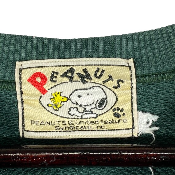 Vintage 90s Peanuts Snoopy Sweatshirt Crewneck Green Made in