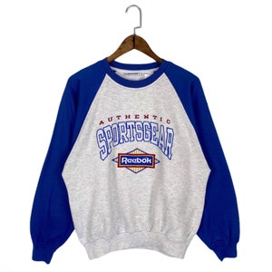Sudadera Reebok vintage de los años 90 con cuello redondo, bordado de logotipo grande, fabricada en Taiwán, talla S