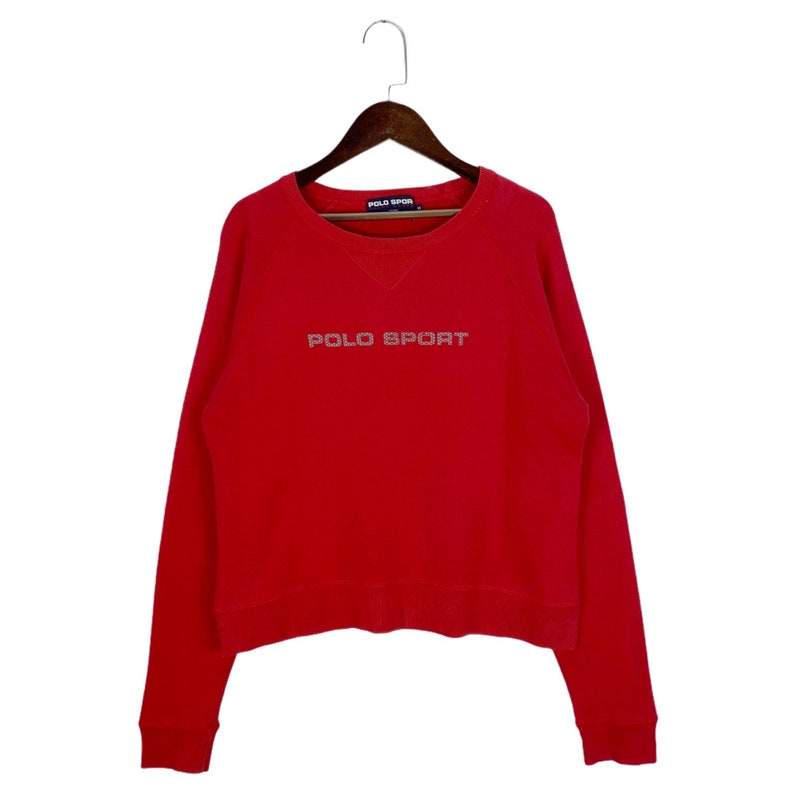 Vintage 90s Reflective Polo Sport RL67 Crewneck Sweatshirt Crop Top Made In Japan Pullover Jumper Size M