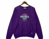 Vintage 90s Hard Rock Cafe Chicago Sweatshirt Crewneck Big Logo Embroidery Made In USA Pullover Jumper Size M