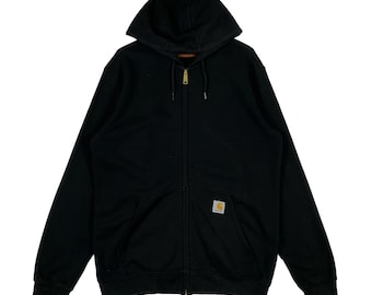 トップス 80s 90s Carhartt zip up hoodie Vintage 90s Carhartt Thermal Lined Zip Up Hoodie Sun-faded Black