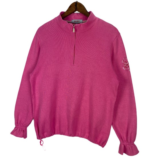 Vintage Kenzo Golf Half Zip Sweater Women Pink Sm… - image 3