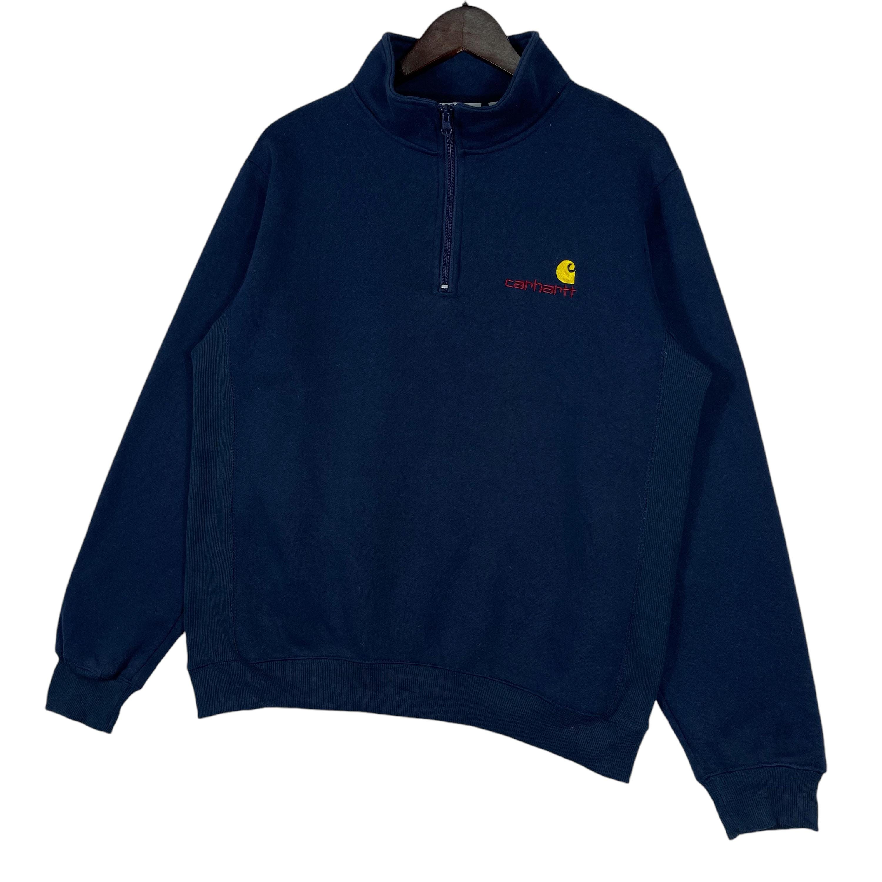 CARHARTT WIP ネイビー カーハート　刺繍 Vintage Carhartt WIP Quater Zip Sweatshirt Navy Blue Made in China